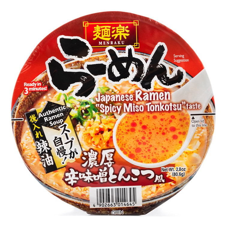 麵樂 日式拉麵 濃厚辛味噌豚骨口味 MENRAKU Cup Ramen Spicy Miso Tonkotsu Flavour 80.6g