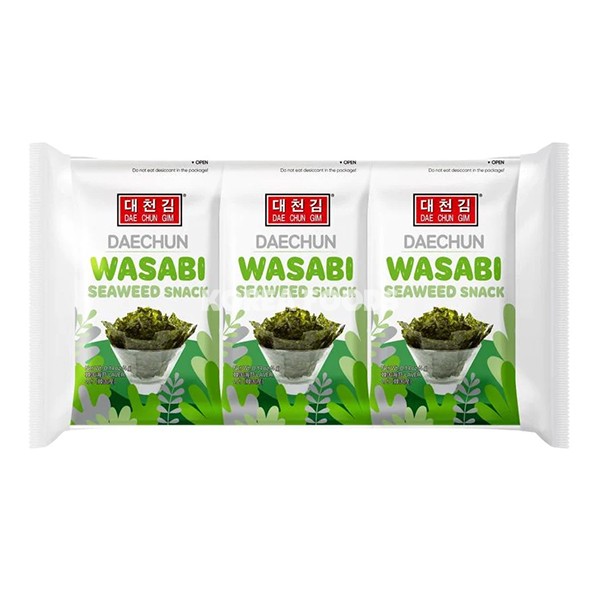 海苔小食 芥末味 Daechun Crispy Seaweed Snacks Korean Wasabi Flavour (3x4g) 12g