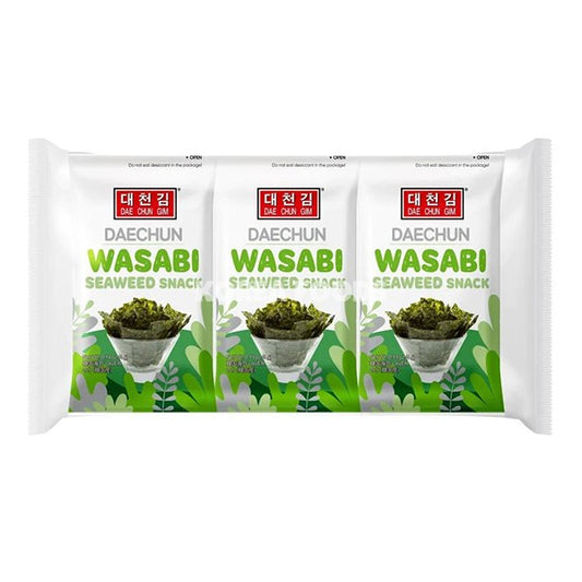 海苔小食 芥末味 Daechun Crispy Seaweed Snacks Korean Wasabi Flavour (3x4g) 12g