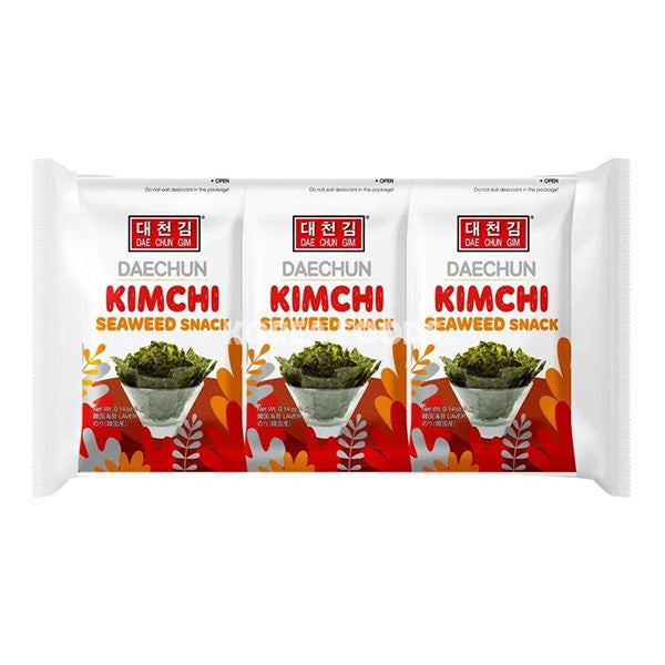 海苔小食 泡菜味 Daechun Crispy Seaweed Snacks Korean Kimchi Flavour (3x4g) 12g