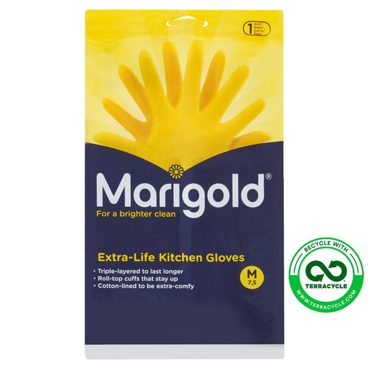 菊花牌天然橡膠乳膠手套 (中碼) Marigold Extra-Life Kitchen Gloves Medium