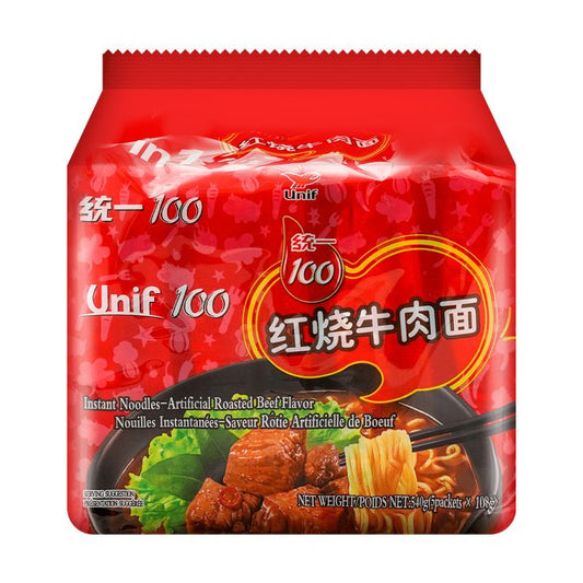 统一 红烧牛肉面 5包 UNIF Bowl Instant Roasted Beef Noodle 5x108g 540g