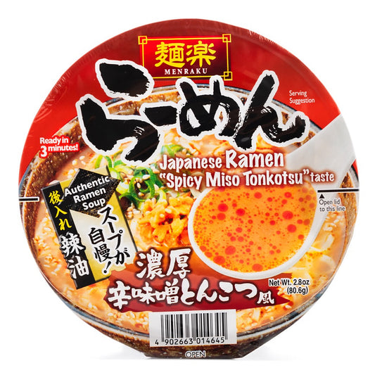 麵樂 日式拉麵 濃厚辛味噌豚骨口味 MENRAKU Cup Ramen Spicy Miso Tonkotsu Flavour 80.6g