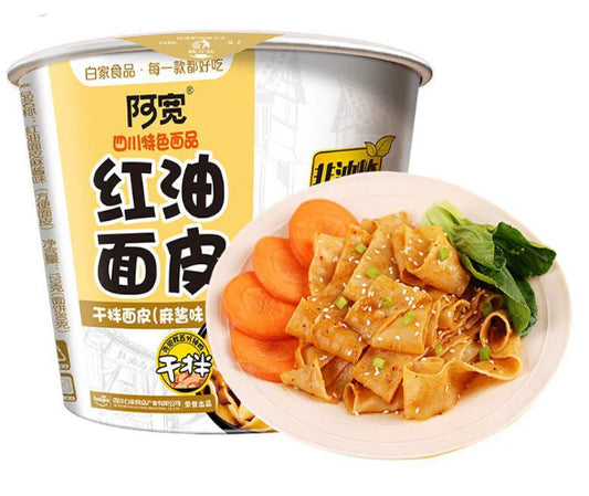 阿宽 红油面皮 麻醬 碗装 A KUAN Instant Sichuan Broad Noodles Sesame Paste Flavour in Bowl 115g