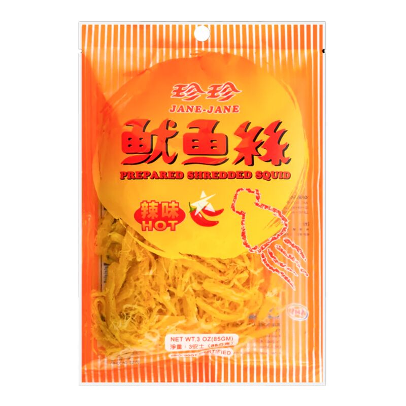 珍珍 香辣魷魚絲 JANE JANE Prepared Shredded Squid Hot Flavour 50g