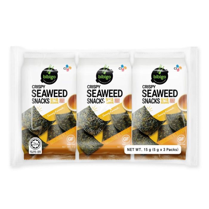 必品閣海苔脆-芝麻味 CJ Bibigo Crispy Seaweed Snacks Sesame Flavour (3x5g) 15g