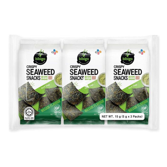 必品閣香脆海苔-芥末味 CJ Bibigo Crispy Seaweed Snacks Wasabi Flavour (3x5g) 15g