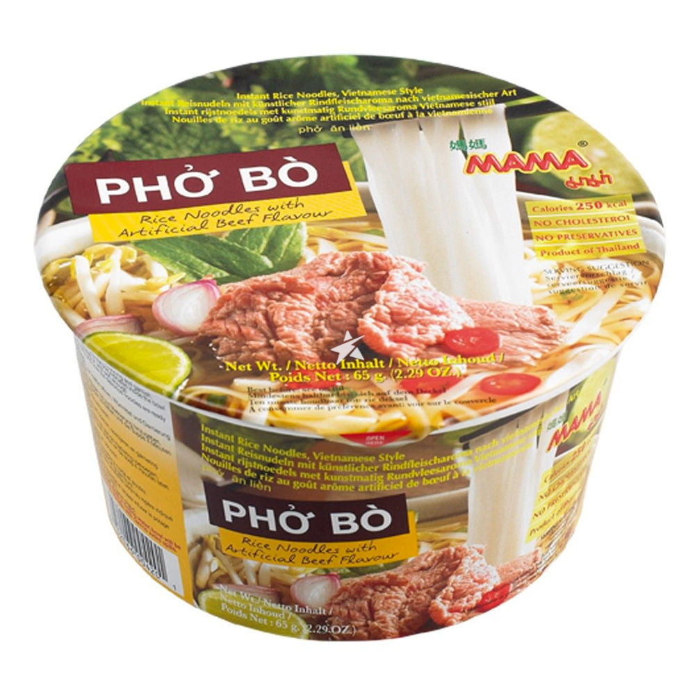 媽媽牌  牛肉碗麵 MAMA Pho Bo Instant Bowl Rice Noodles Beef Flavour 65g