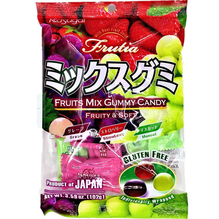 日本 混合水果 軟糖 KASUGAI Fruitia Fruits Mix Gummy Candy 102g