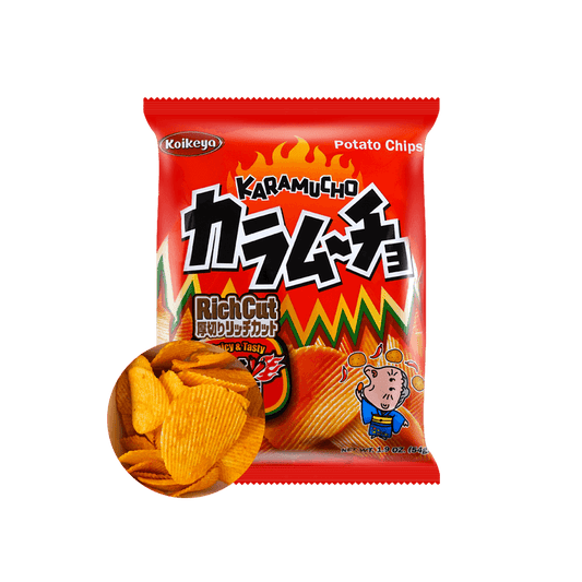 湖池屋 卡辣姆久 厚切洋芋片 勁辣唐辛子口味 Koikeya Karamucho Hot Chilli Pepper Flavoured Crisps(Thick-Cut) 60g