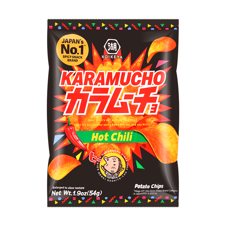 湖池屋 卡辣姆久 辣味洋芋片 Koikeya Karamucho Hot Chilli Pepper Flavoured Crisps(Flat) 60g