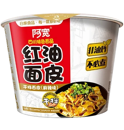 阿宽 红油面皮 麻辣 碗装 A KUAN Instant Sichuan Broad Noodles Spicy Mala Flavour in Bowl 110g